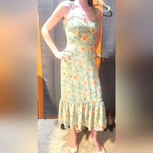 City Studio Green Floral Midi Dress